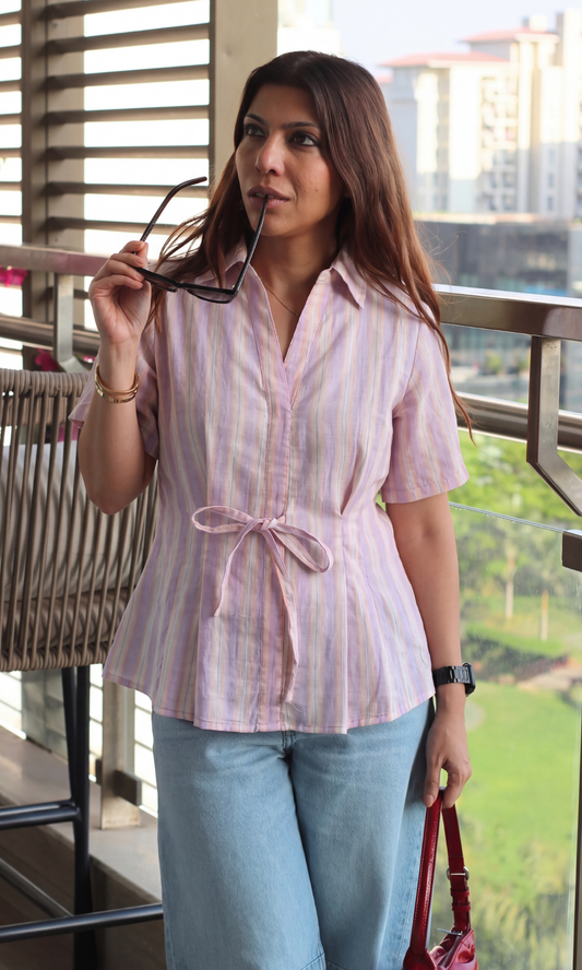 Summer Stripe Tie Detail Top