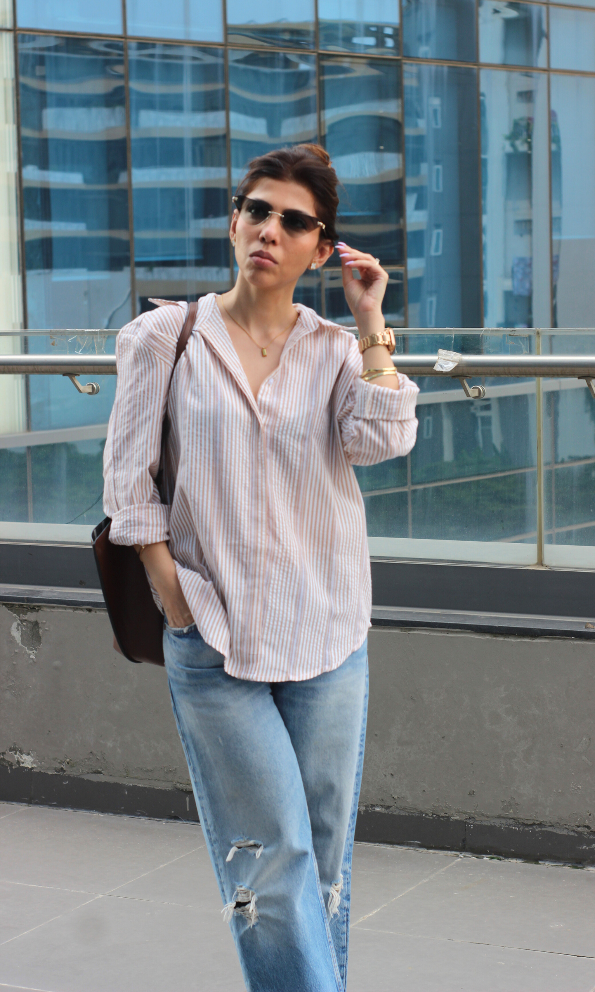 Oat & White Dobby Striped Shirt