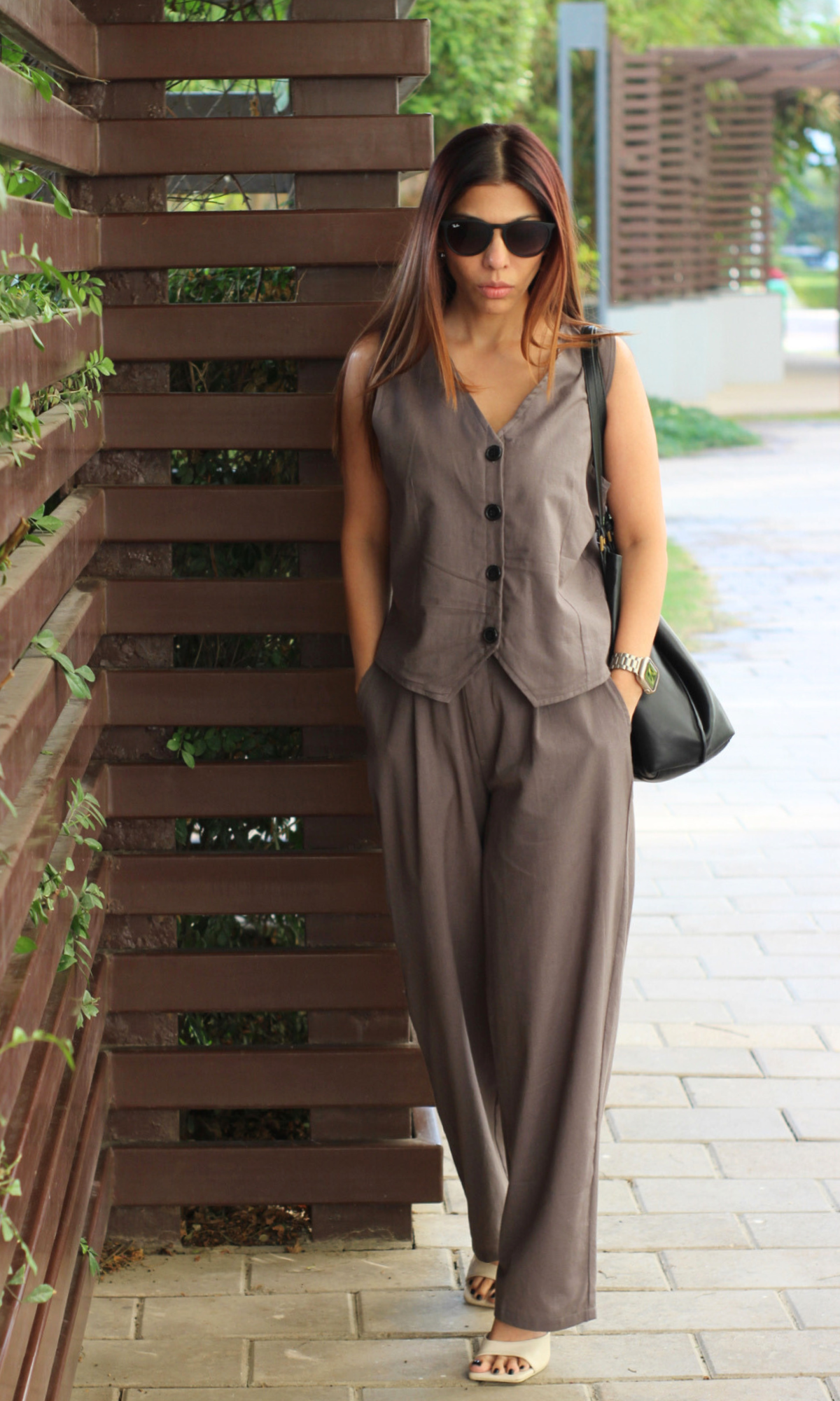 Grey Waist Coat and Straight Pants Co-ord