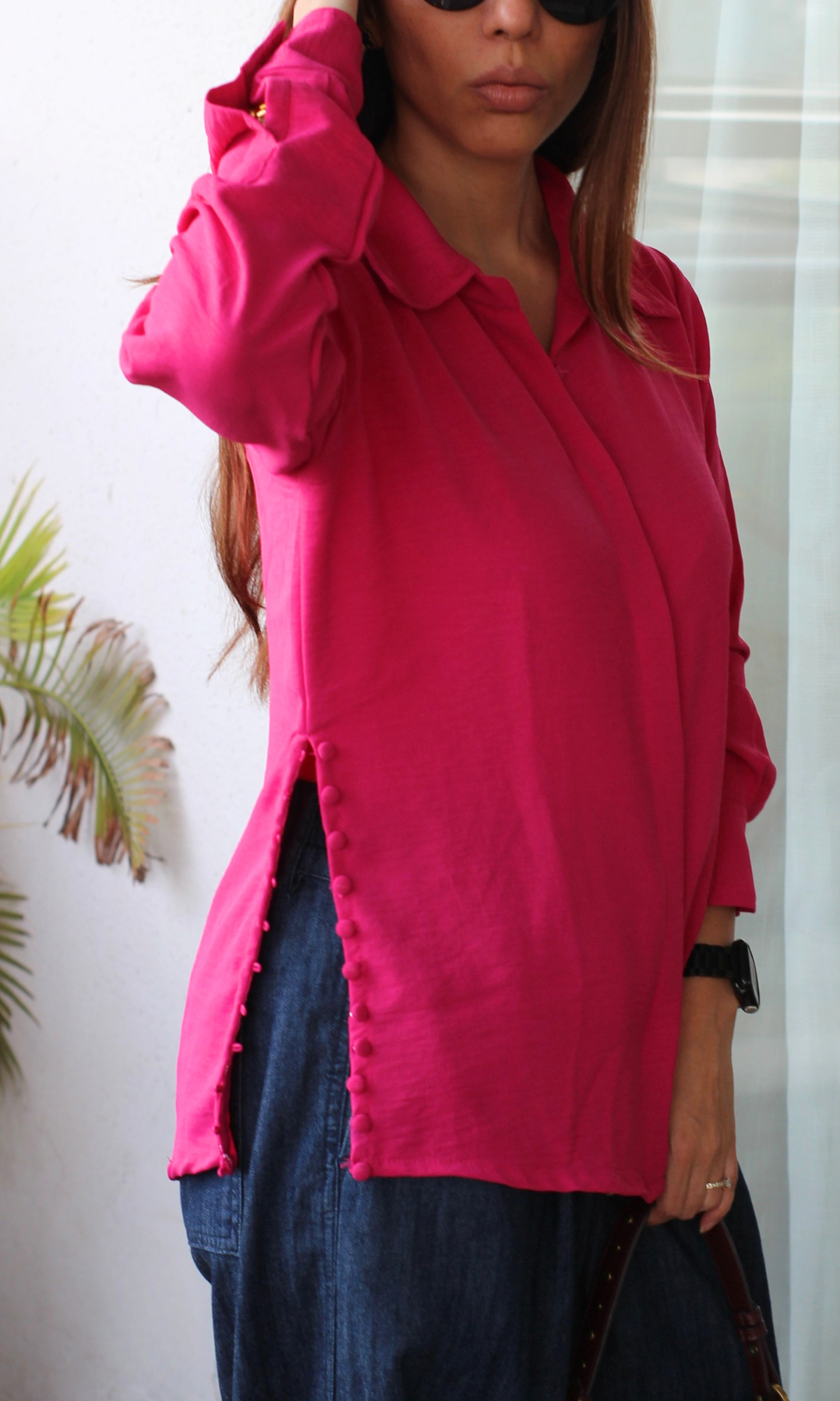 Pink Side-Buttoned Shirt
