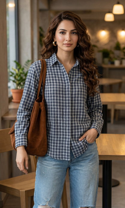 Blue Soft-Checks Shirt