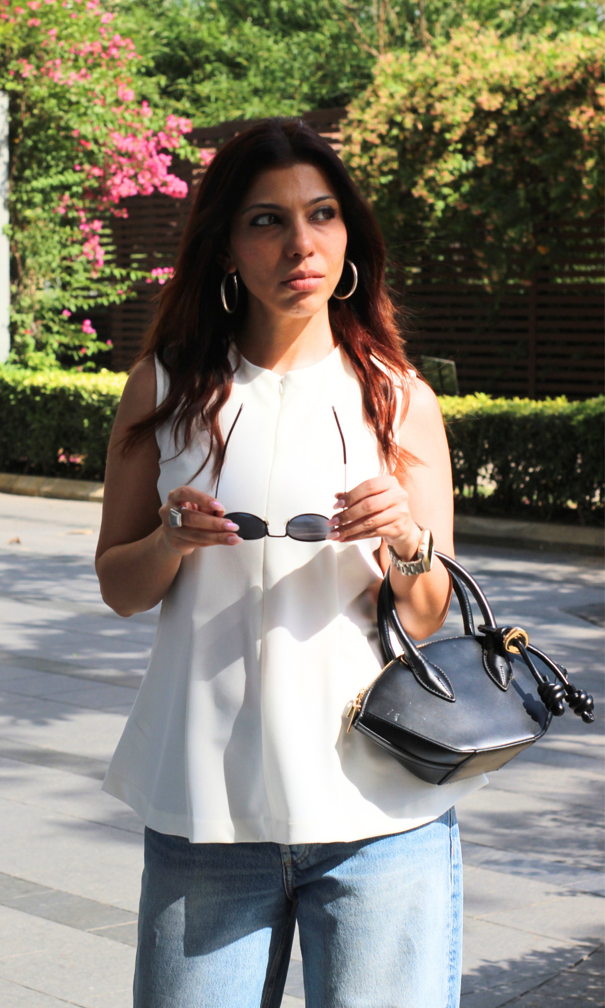 White Sleek-Pleat Detail Top