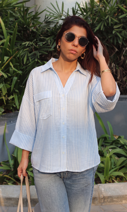 Blue Stripe Camp Shirt