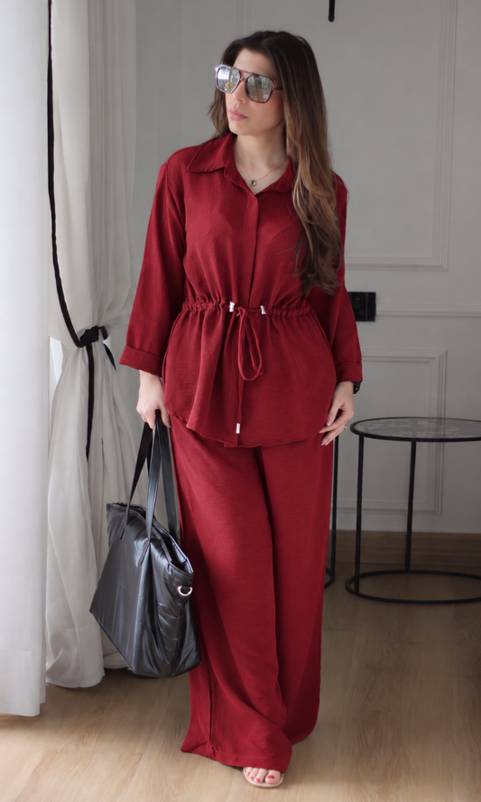 Burgundy Drawstring Co-ord Set