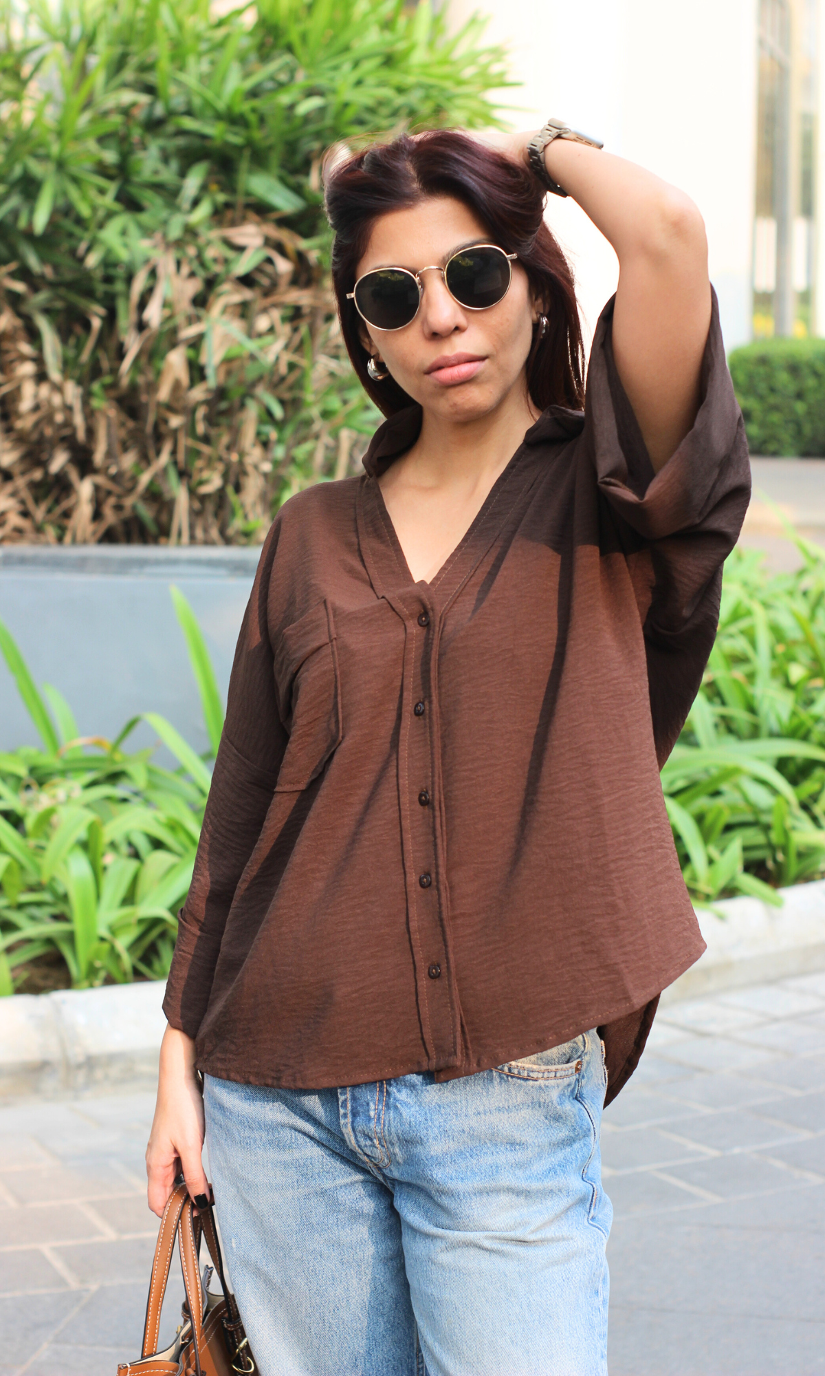 Brown Flowing Shirt