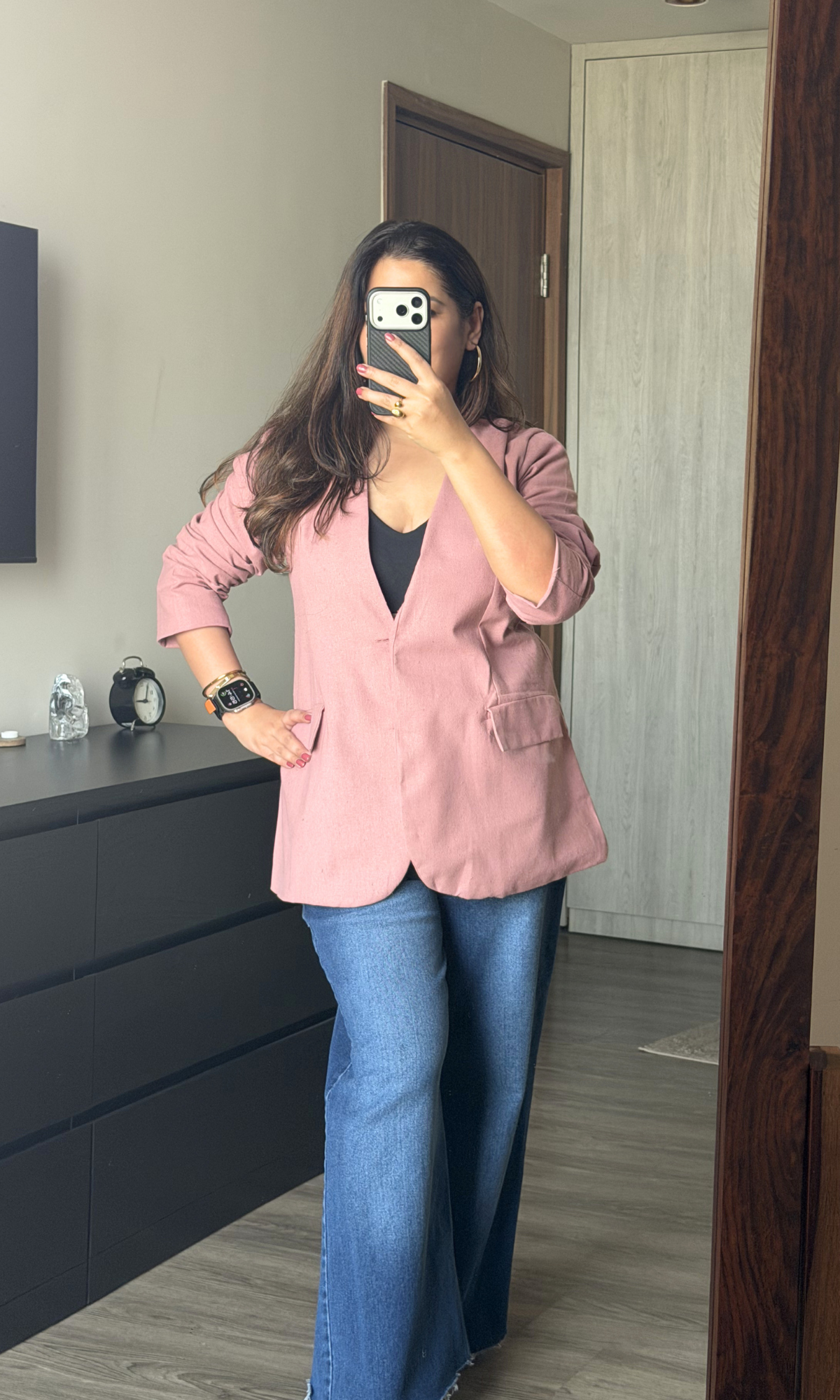 Dark Peach Structured Linen Blend Blazer