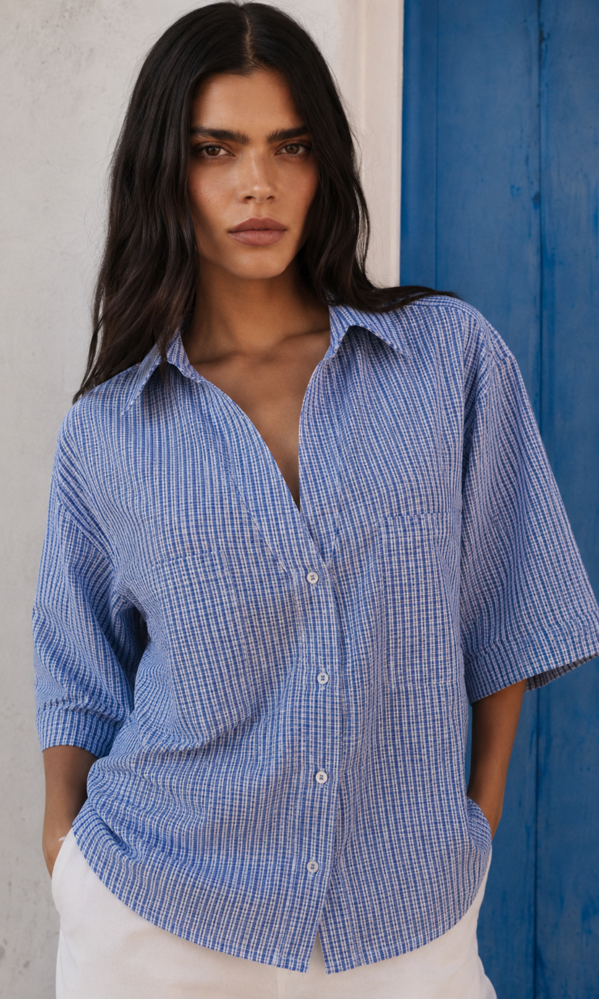 Blue Check Loose Shirt