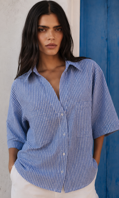 Blue Check Loose Shirt