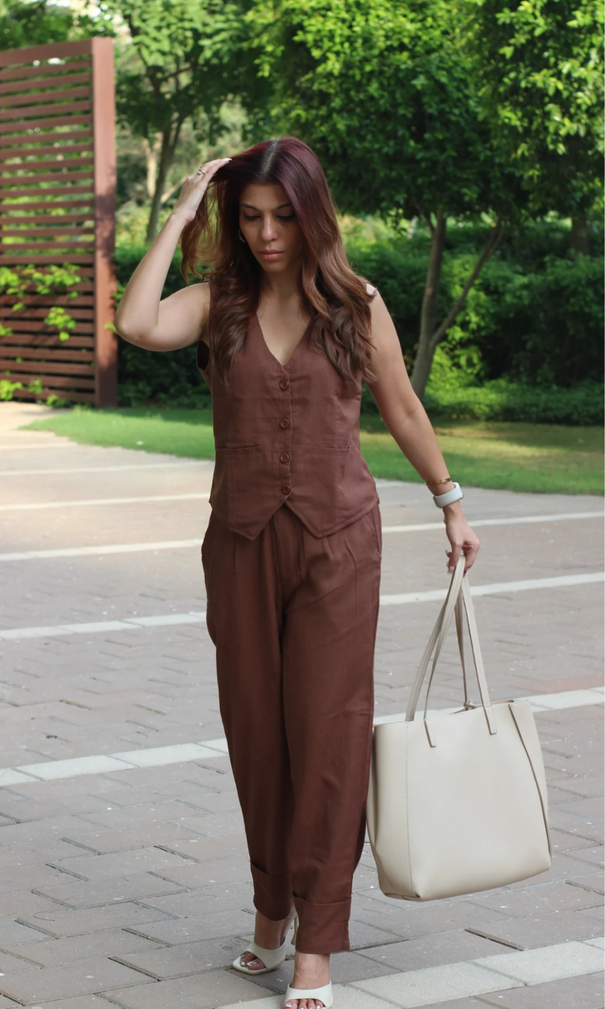 Cedar Brown Waist Coat and Pants Co-ord