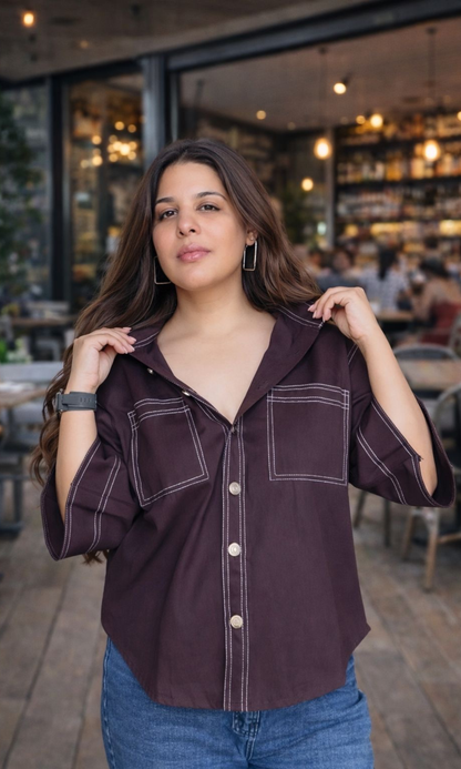 Thread Detail Purple Shirt