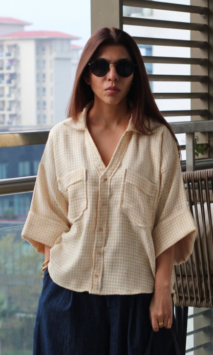 Beige Weave Loose Shirt