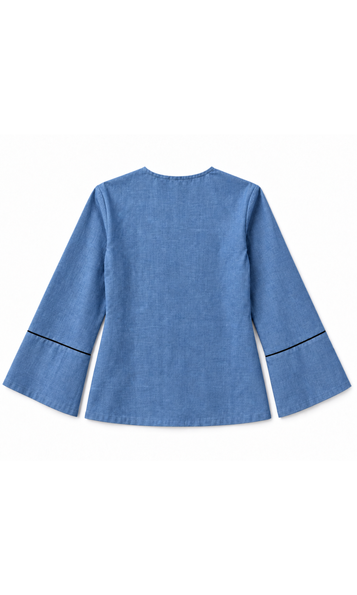 Contrast-Piped Chambray Blouse