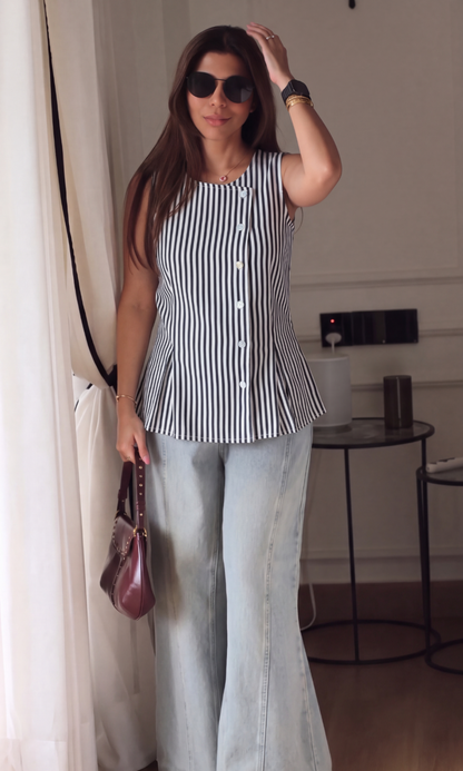 Black Stripe Asymmetric Vest