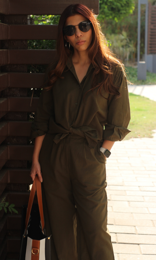 Olive Green Shirt and Pants Co-ord